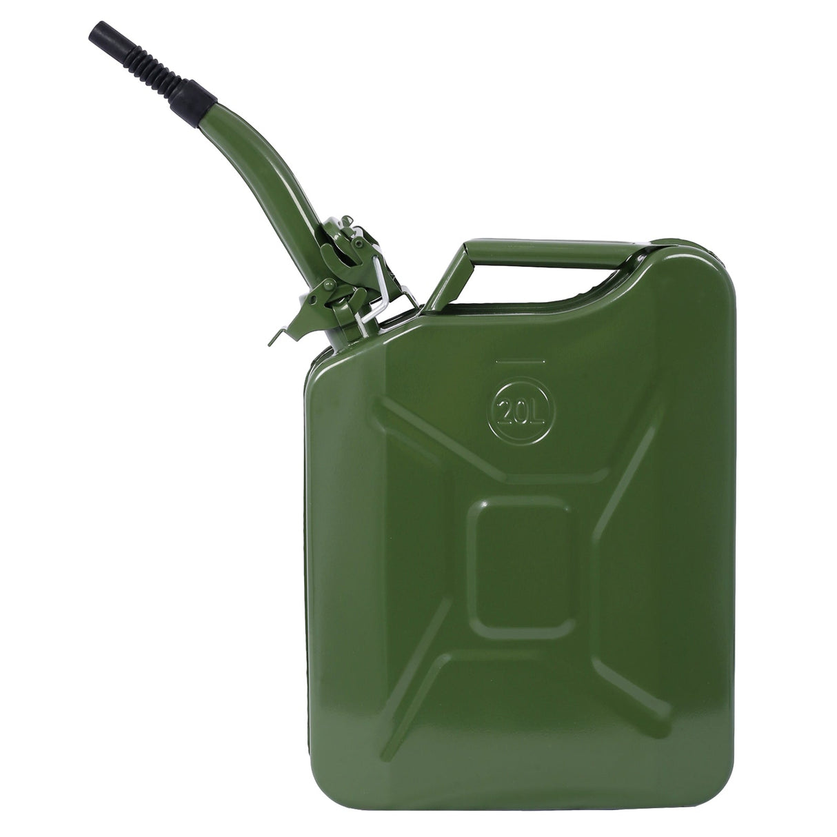 20 Liter (5 Gallon) Jerry Fuel Can with Flexible Spout Portable Tank Steel Gasoline Cars Trucks Equipment Green - Fab Heavy Parts