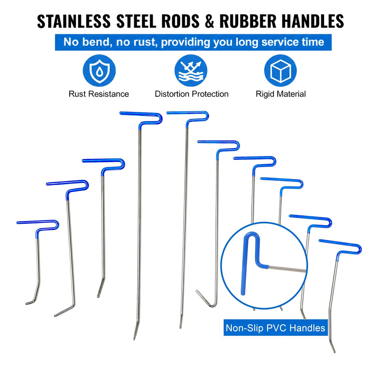 20 Pcs Paintless Dent Repair Rods Kit Stainless Steel Dent Removal Tools for Car Hail Damage, Door Dings, Minor Dents - Fab Heavy Parts