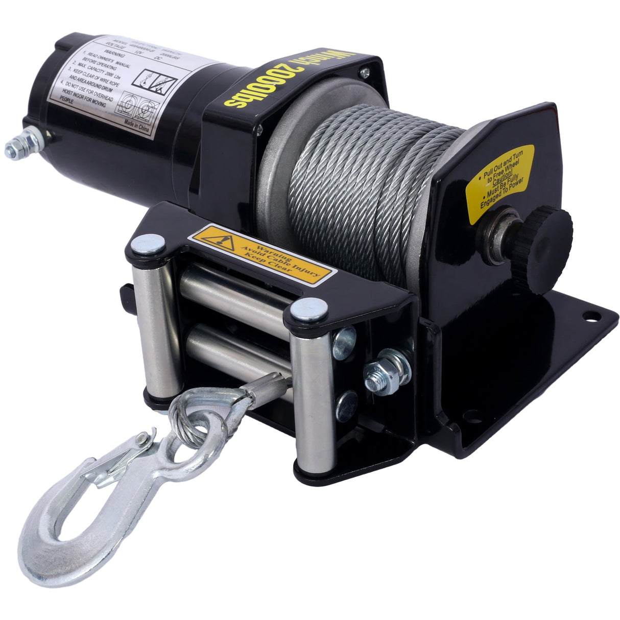 2000lb 12V Electric Winch Off - Road Waterproof Steel Cable - Fab Heavy Parts