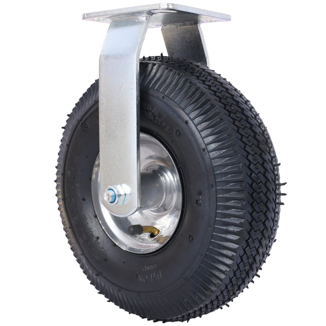 4PCS 10IN Pneumatic Tire(2PCS Swivel +2PCS Rigid) Caster Wheel Swivel Plate Steel Hub with Ball Bearings 5/8-Inch Bore Centered Axle Black