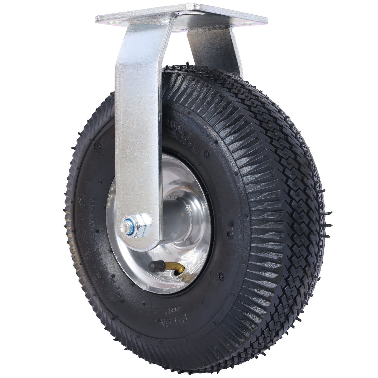 4PCS 10IN Pneumatic Tire(2PCS Swivel +2PCS Rigid) Caster Wheel Swivel Plate Steel Hub with Ball Bearings 5/8-Inch Bore Centered Axle Black