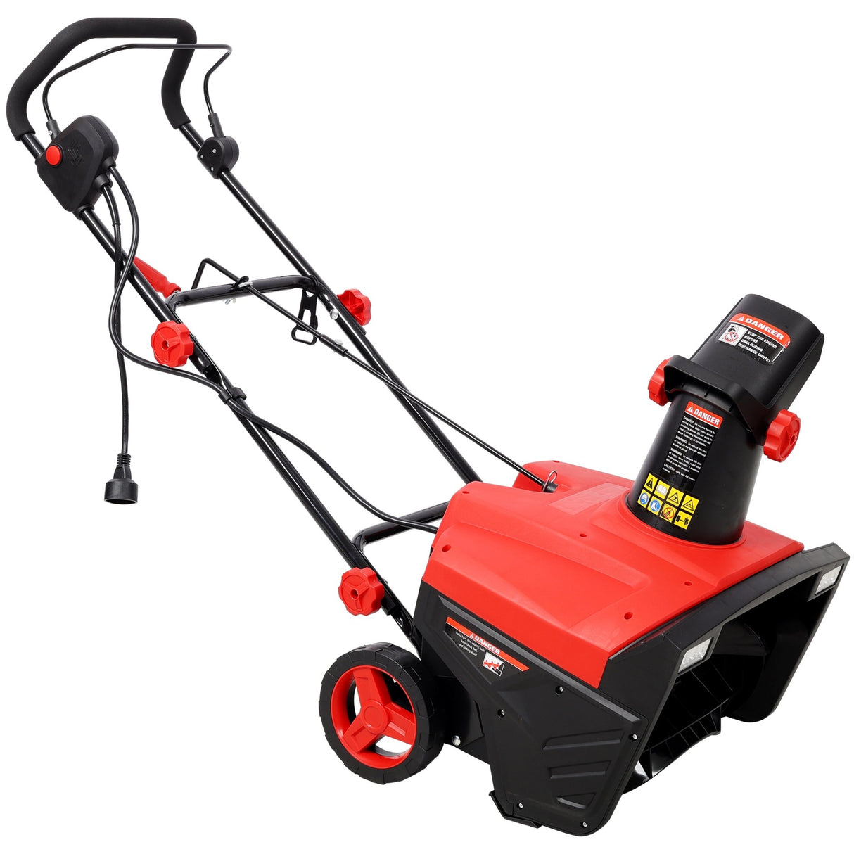 20inch Corded Electric Snow Thrower with LED 120V/60HZ 15 Amp Motor 30FT Throwing Distance - Red - Fab Heavy Parts