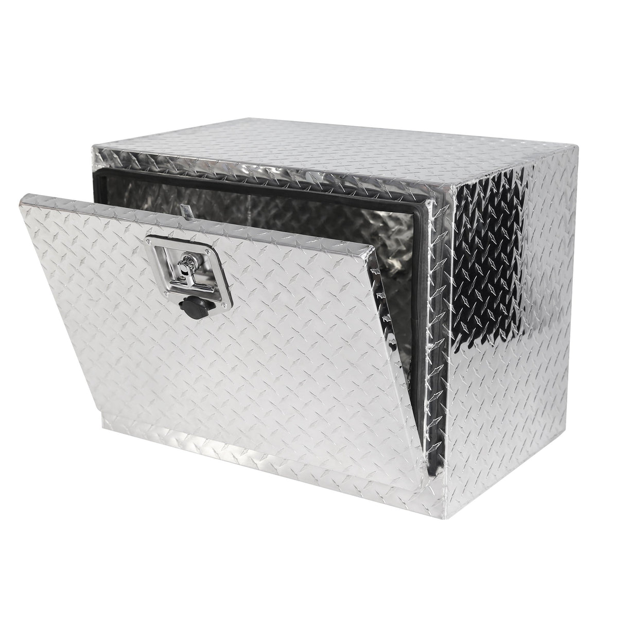 24 Inch Truck Box Aluminum Silver Stripes Plated Tool Box with Lock and Keys 24.2"×17.1"×17.9" - Fab Heavy Parts