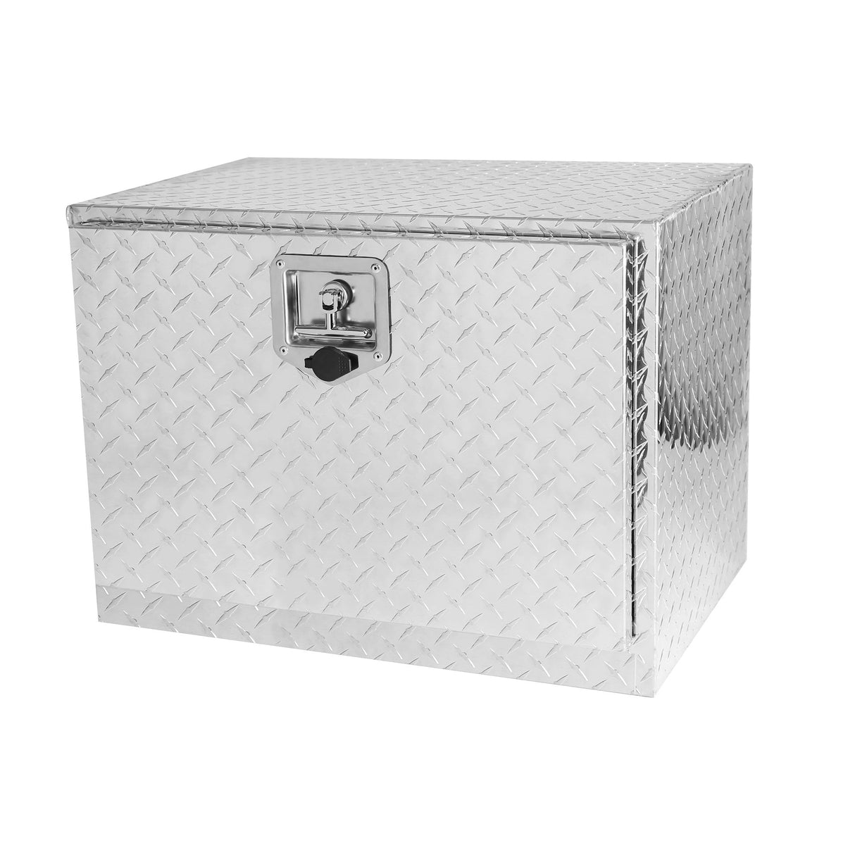 24 Inch Truck Box Aluminum Silver Stripes Plated Tool Box with Lock and Keys 24.2"×17.1"×17.9" - Fab Heavy Parts