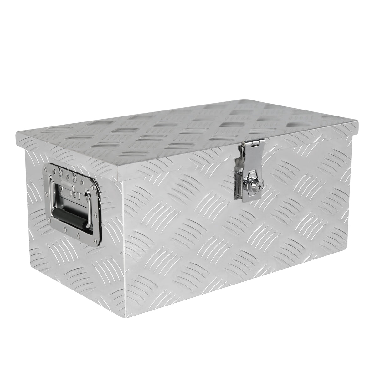 20 Inch Truck Box Silver Aluminum Tool Long Box 5 Bar Tread Flat with Lock Side Handle and Keys 20.1"×11.8"×9.3"