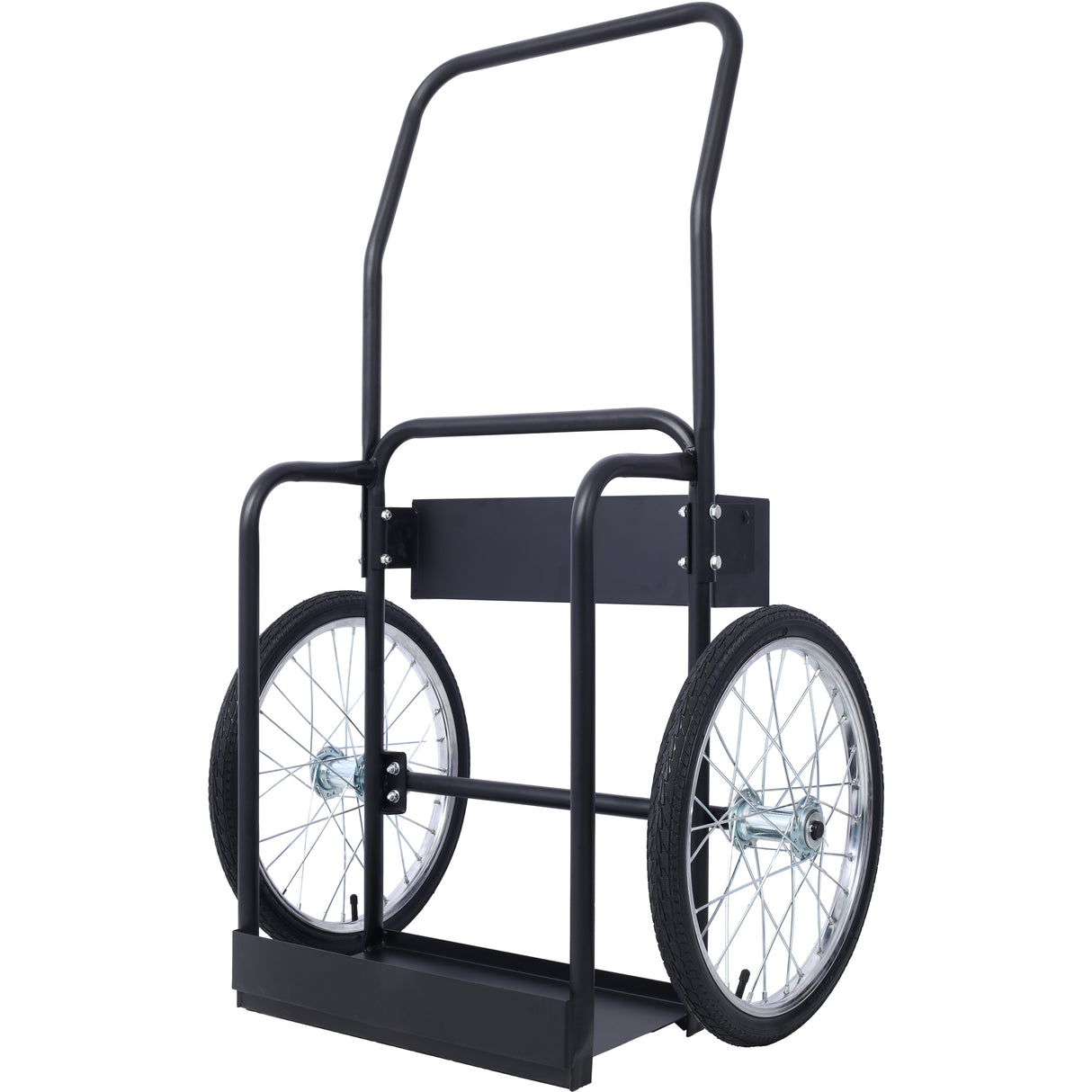 Large Dual Oxygen Tank Cart Dolly with Double Cylinder 20" Pneumatic Wheels Two Fastening Belts--Black