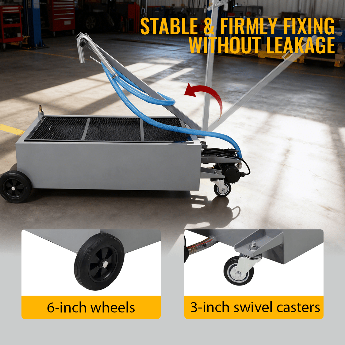 25 Gallon Low Profile Oil Drainer Oil Drain Pan with Electric Pump - Fab Heavy Parts