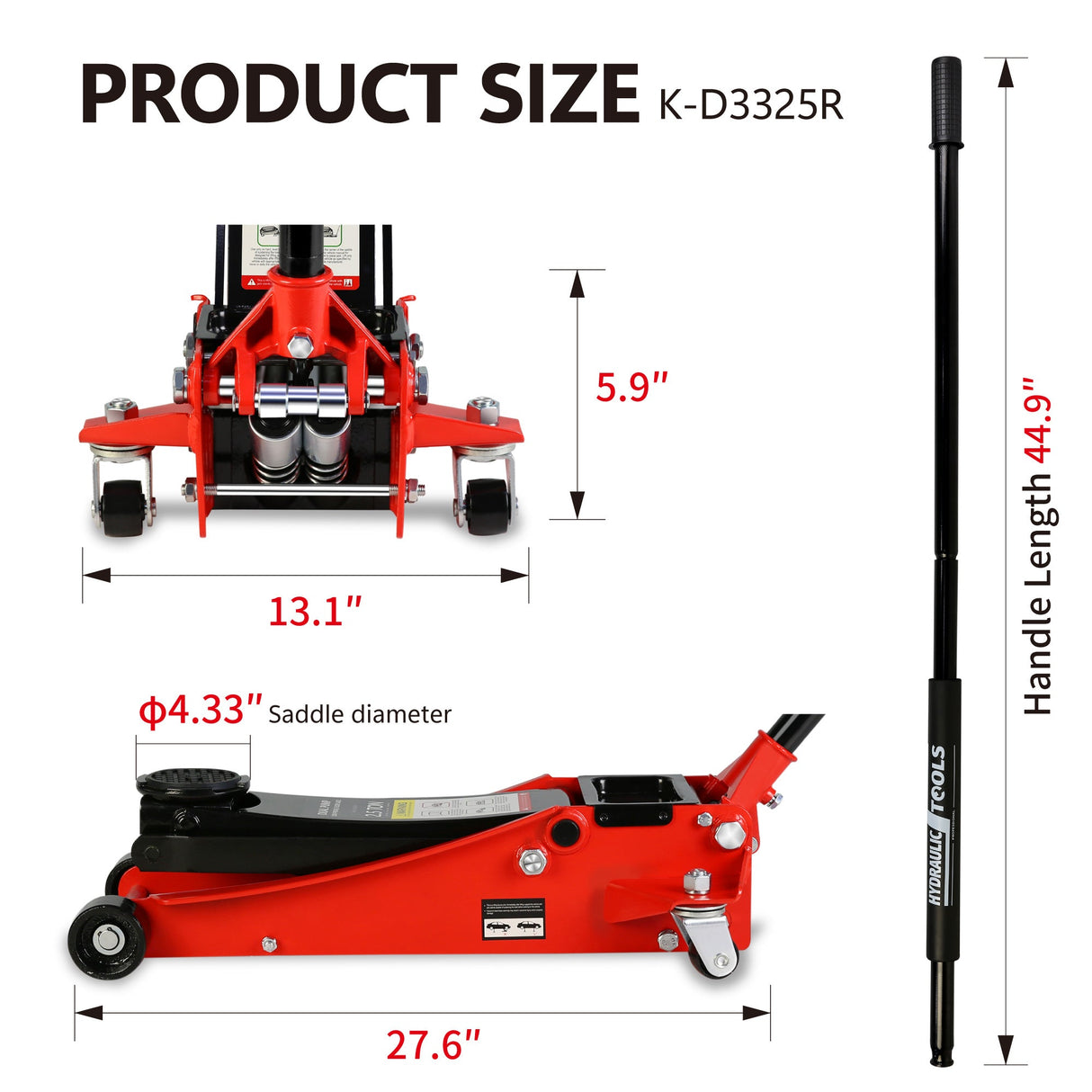2.5 Ton Low Profile Floor Jack Steel Racing with Dual Pistons Quick Lift Pump Lifting Range 3.5" - 19.5" - Fab Heavy Parts