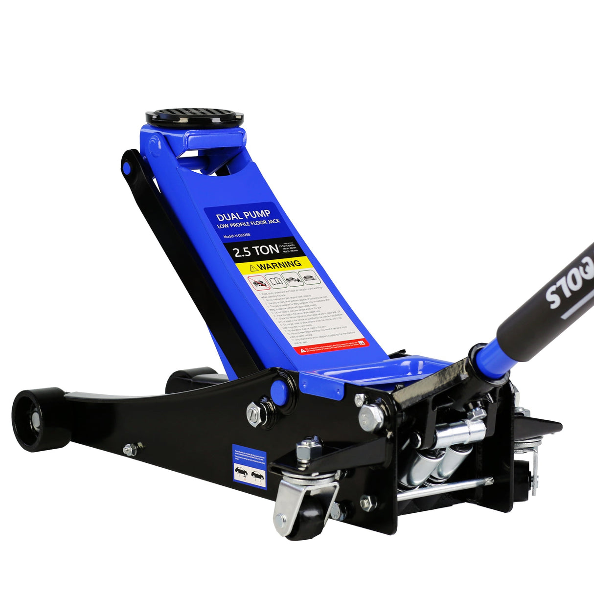 2.5 Ton Low Profile Steel Racing Hydraulic Floor Jack with Dual Pistons Quick Lift Pump Lifting range 3.5" - 19.5" - Fab Heavy Parts