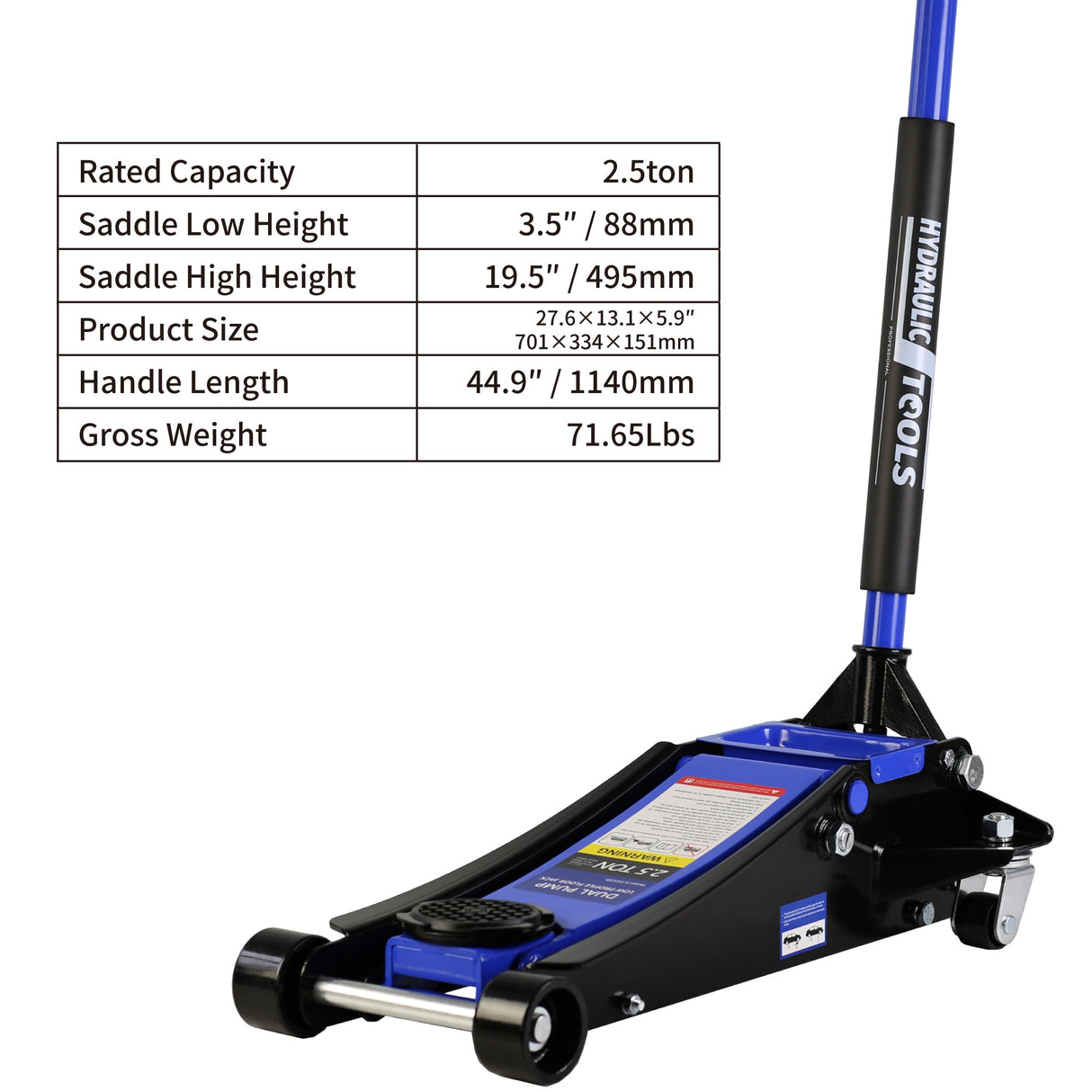 2.5 Ton Low Profile Steel Racing Hydraulic Floor Jack with Dual Pistons Quick Lift Pump Lifting range 3.5" - 19.5" - Fab Heavy Parts
