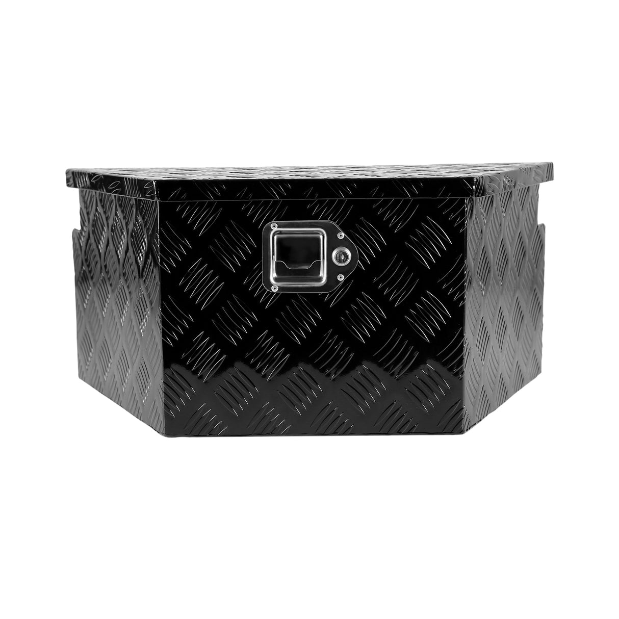 26 Inch Truck Box Aluminum Stripes Plated Tool Box with Lock and Keys Black 26.2"x13.2"x12" - Fab Heavy Parts