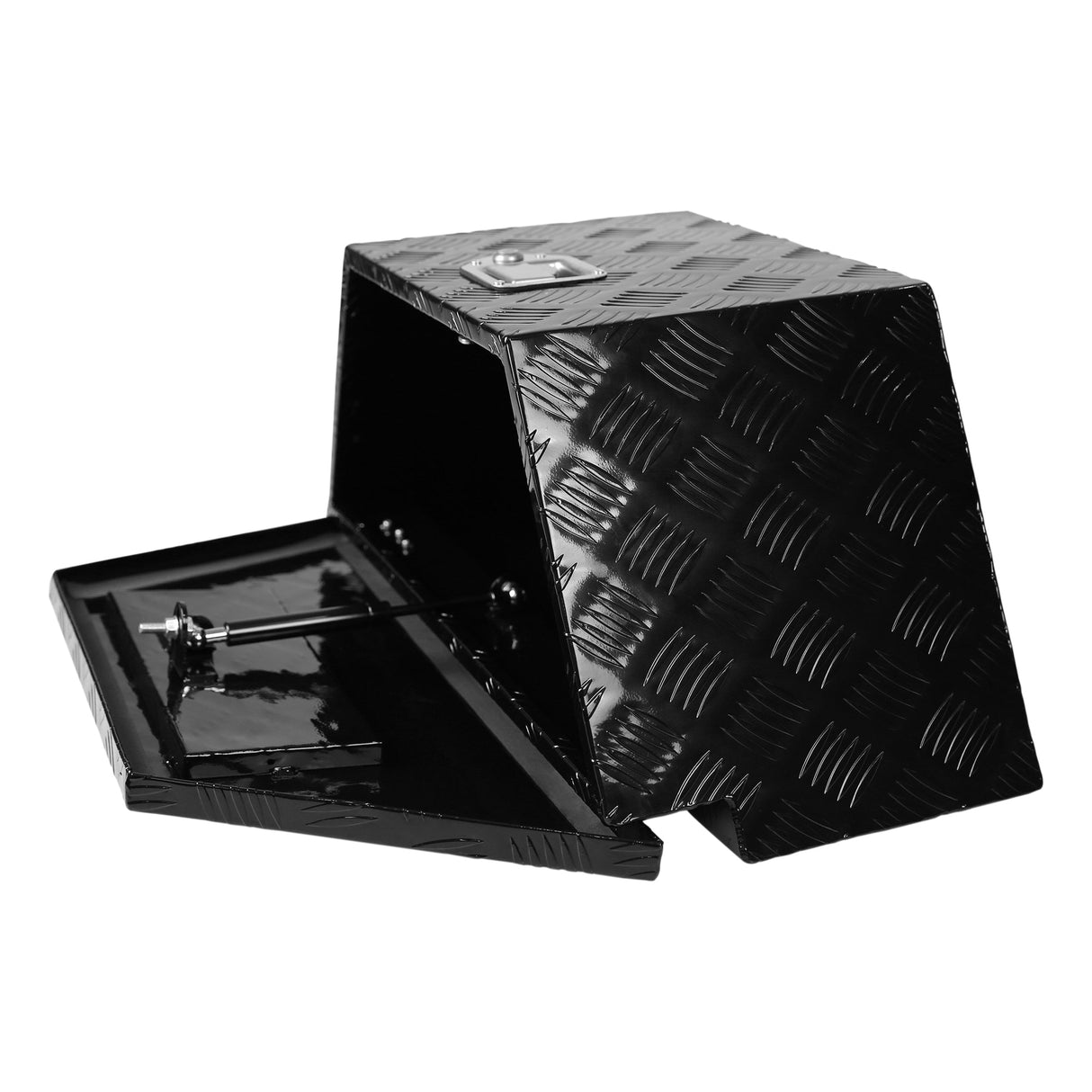 26 Inch Truck Box Aluminum Stripes Plated Tool Box with Lock and Keys Black 26.2"x13.2"x12" - Fab Heavy Parts