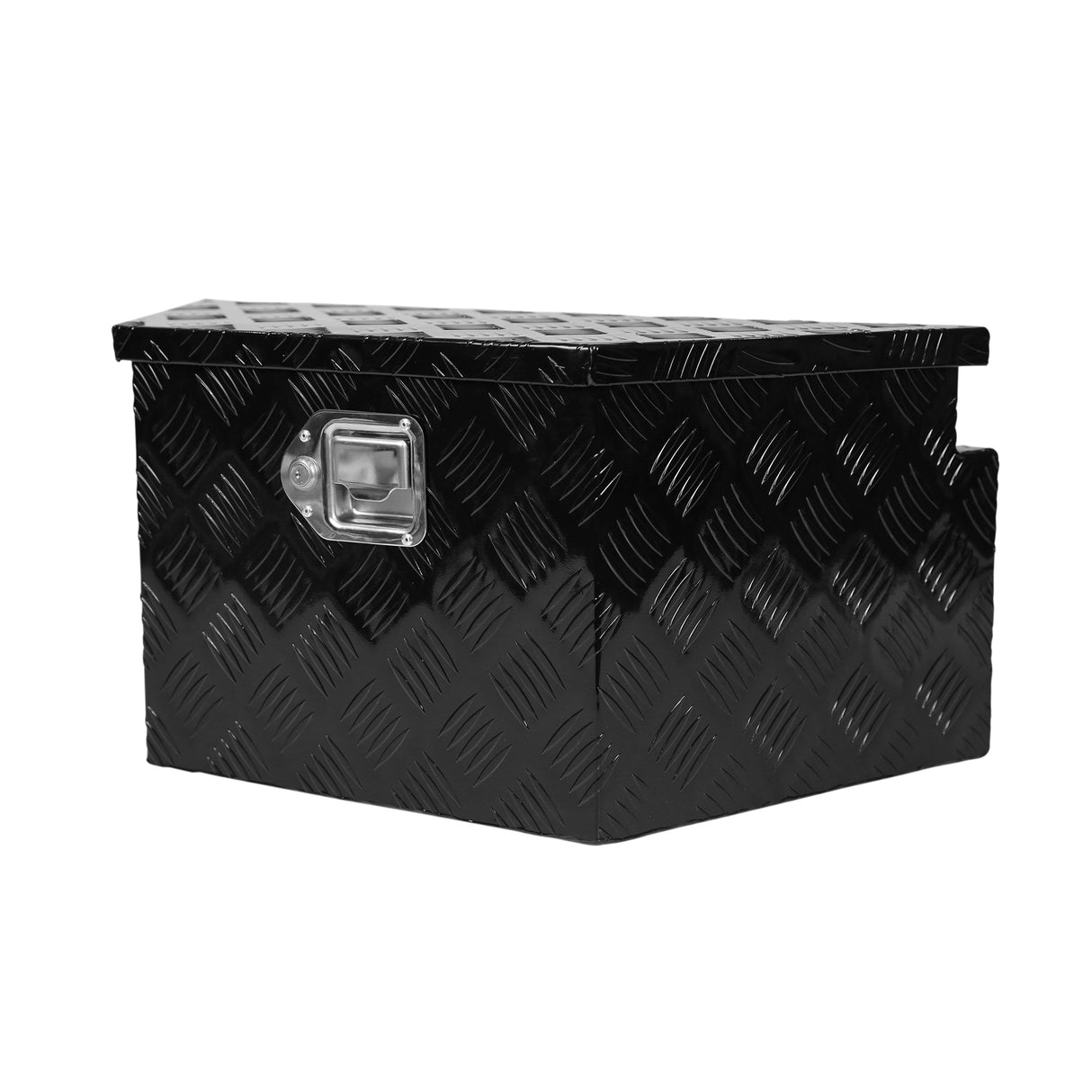 26 Inch Truck Box Aluminum Stripes Plated Tool Box with Lock and Keys Black 26.2"x13.2"x12" - Fab Heavy Parts