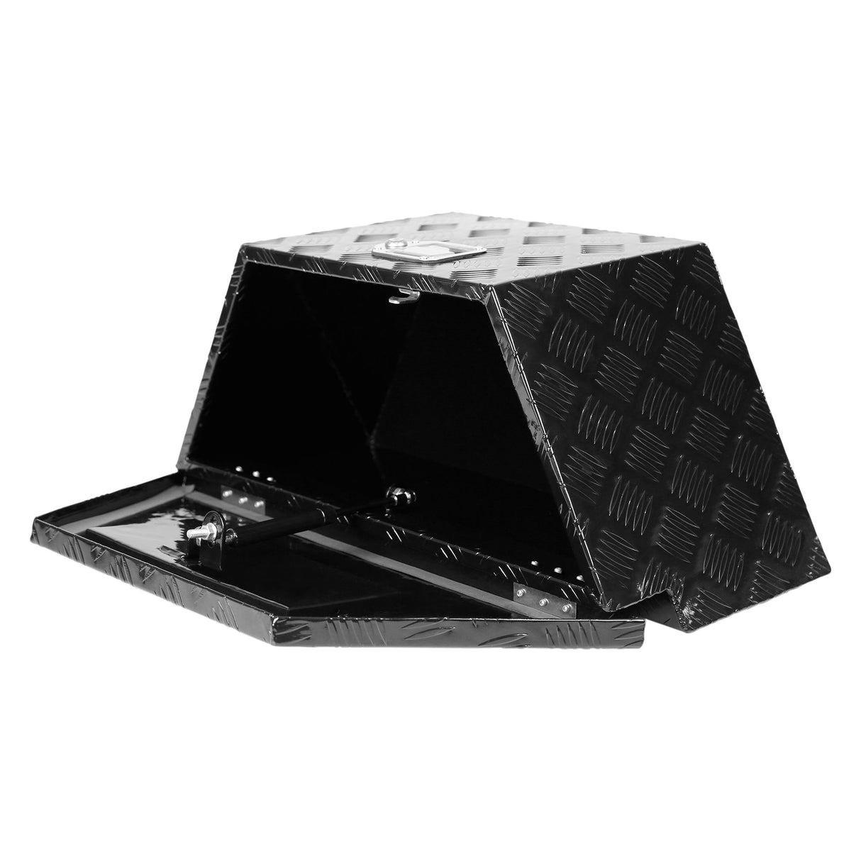 26 Inch Truck Box Aluminum Stripes Plated Tool Box with Lock and Keys Black 26.2"x13.2"x12" - Fab Heavy Parts