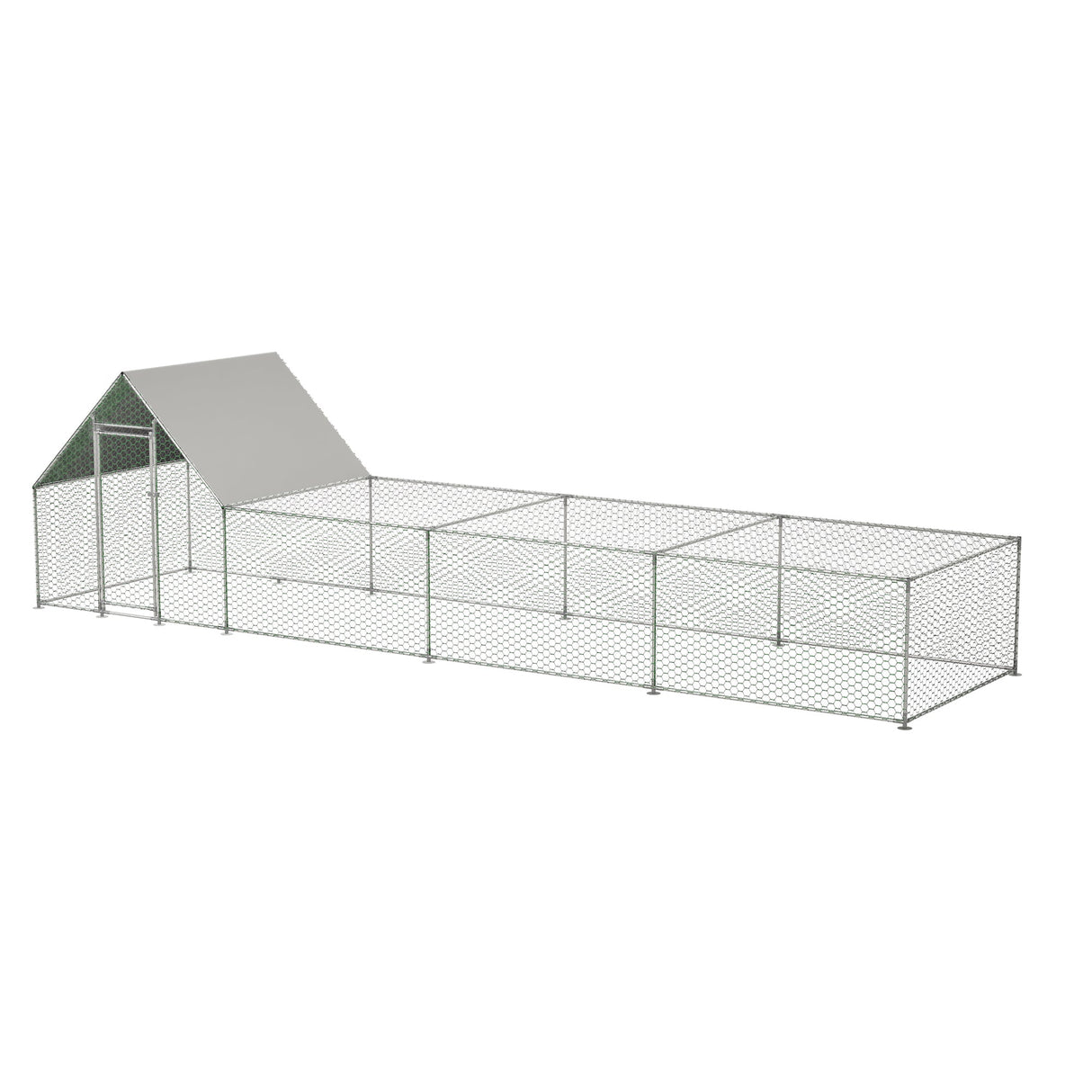 26'Lx6.7'Wx6.6' ft Large Metal Walk - in Chicken Coop Galvanized Wire with Waterproof and Anti - Ultraviolet Cover - Fab Heavy Parts
