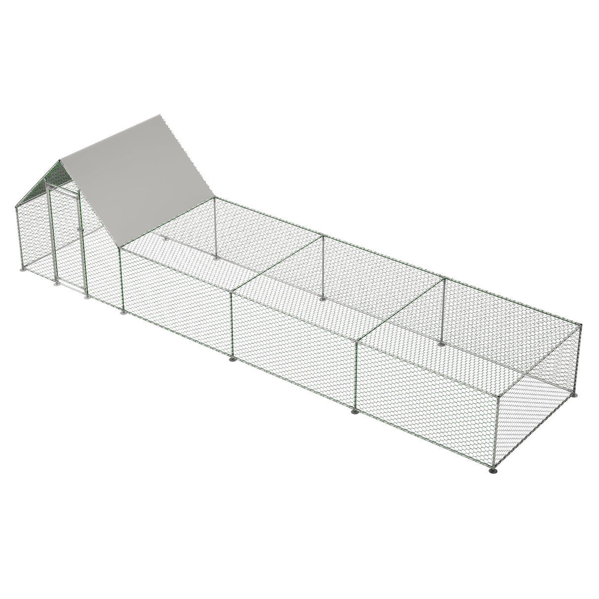 26'Lx6.7'Wx6.6' ft Large Metal Walk - in Chicken Coop Galvanized Wire with Waterproof and Anti - Ultraviolet Cover - Fab Heavy Parts