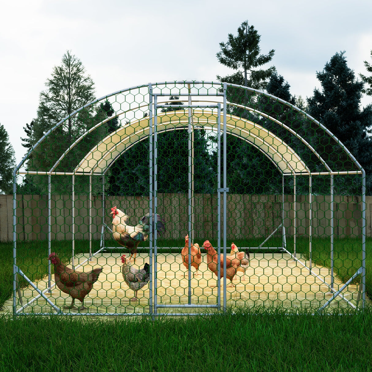 26'x9'x6' Large Metal Walk - in Chicken Coop with Waterproof Cover - Fab Heavy Parts
