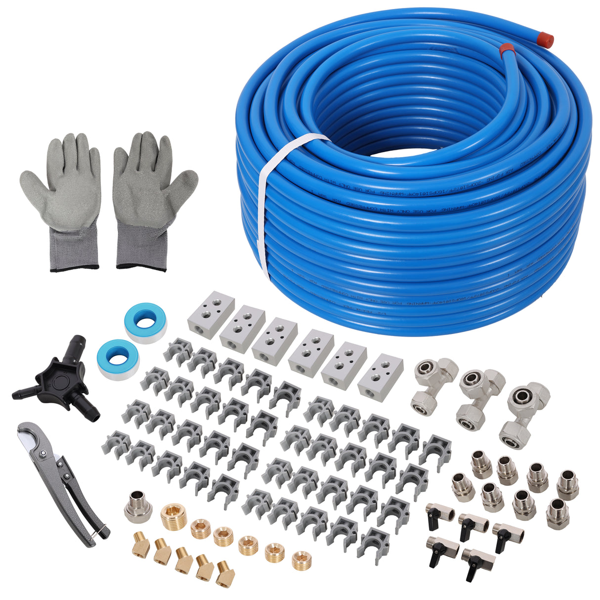 1/2" x 200ft Air Compressor Piping PEX-AL-PEX Tubing Air Hose Kit--Blue Tubing