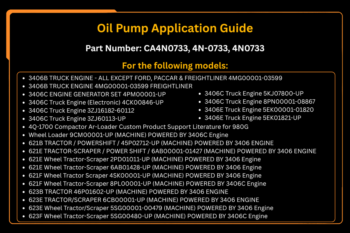 Oil Pump 4N-0733 4N0733 Fits for Caterpillar CAT 3406 3406B 3406C 3406E Engine