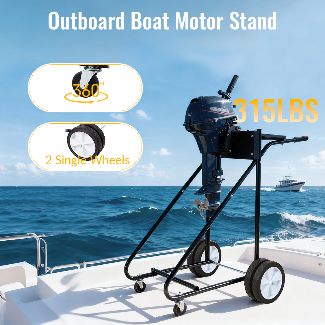 Outboard Boat Motor Stand Engine Carrier Cart Dolly for Storage 315lbs Weight Capacity w/Wheels Black