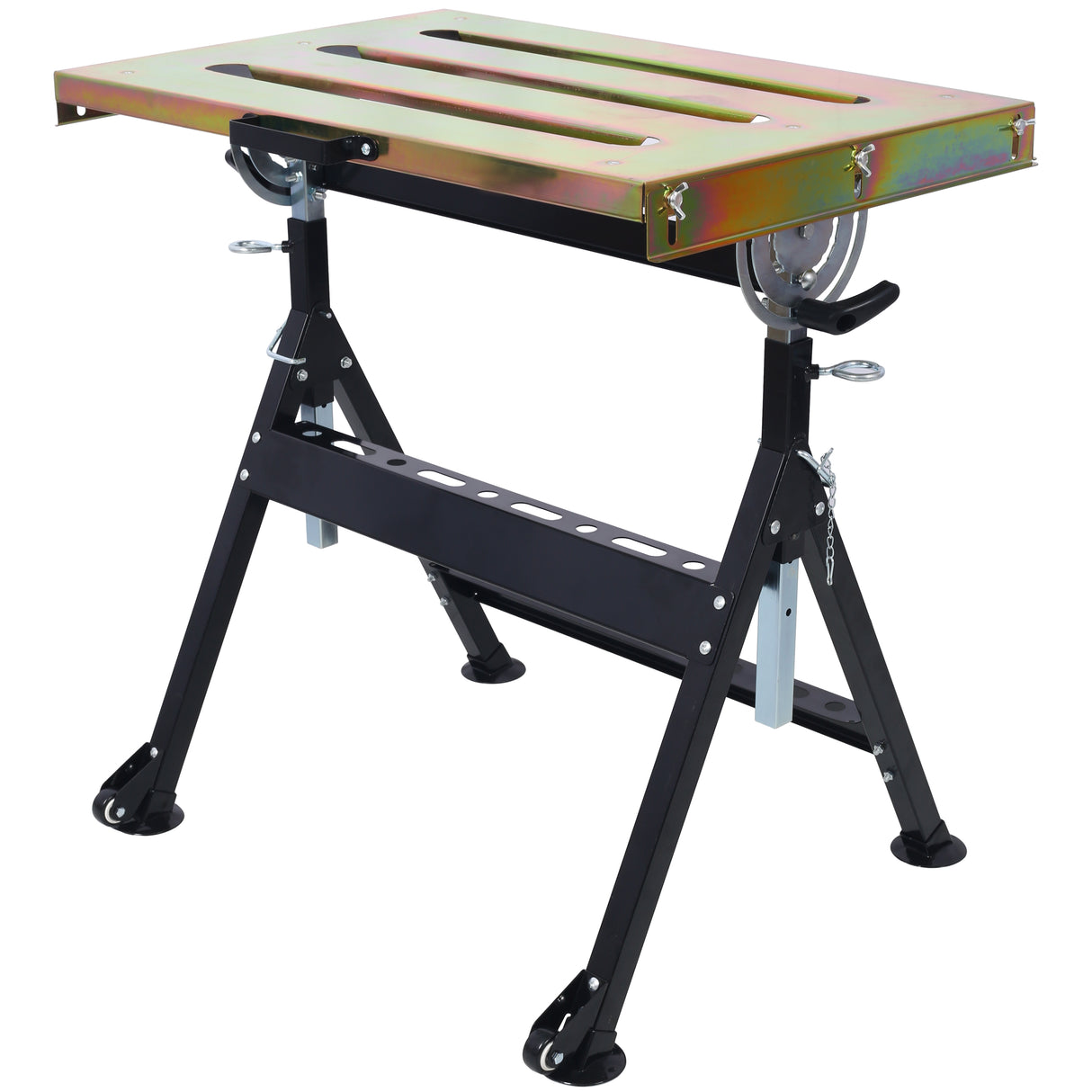 Welding Workbench with Wheels and Slot 30"x20" 400lbs Capacity Steel Folding Adjustable