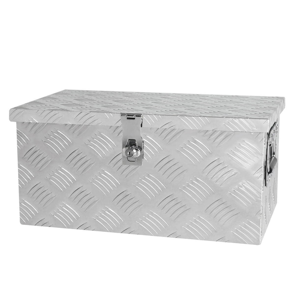 20 Inch Truck Box Silver Aluminum Tool Long Box 5 Bar Tread Flat with Lock Side Handle and Keys 20.1"×11.8"×9.3"
