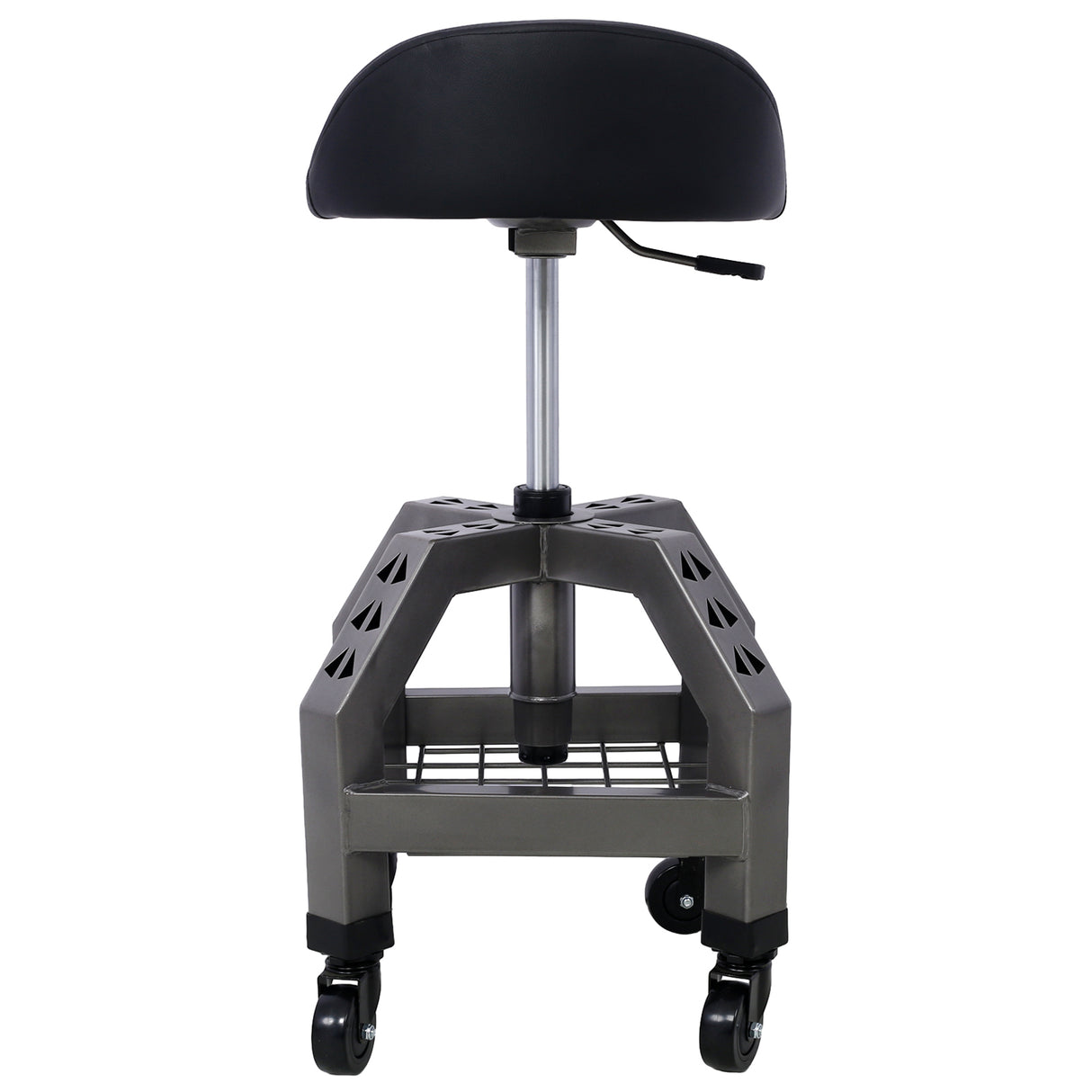 Pneumatic 360 Degree Swivel Stool Mechanics Rolling Creeper Seat Heavy Duty with Casters 300 Lbs Capacity--Gray