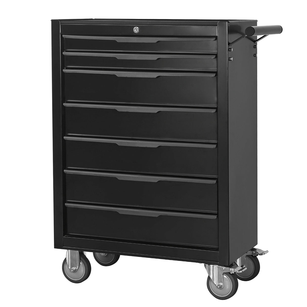7-Drawer Rolling Tool Chest Cabinet with Wheels and Cylinder Locking 700 Lbs Capacity Metal--Black