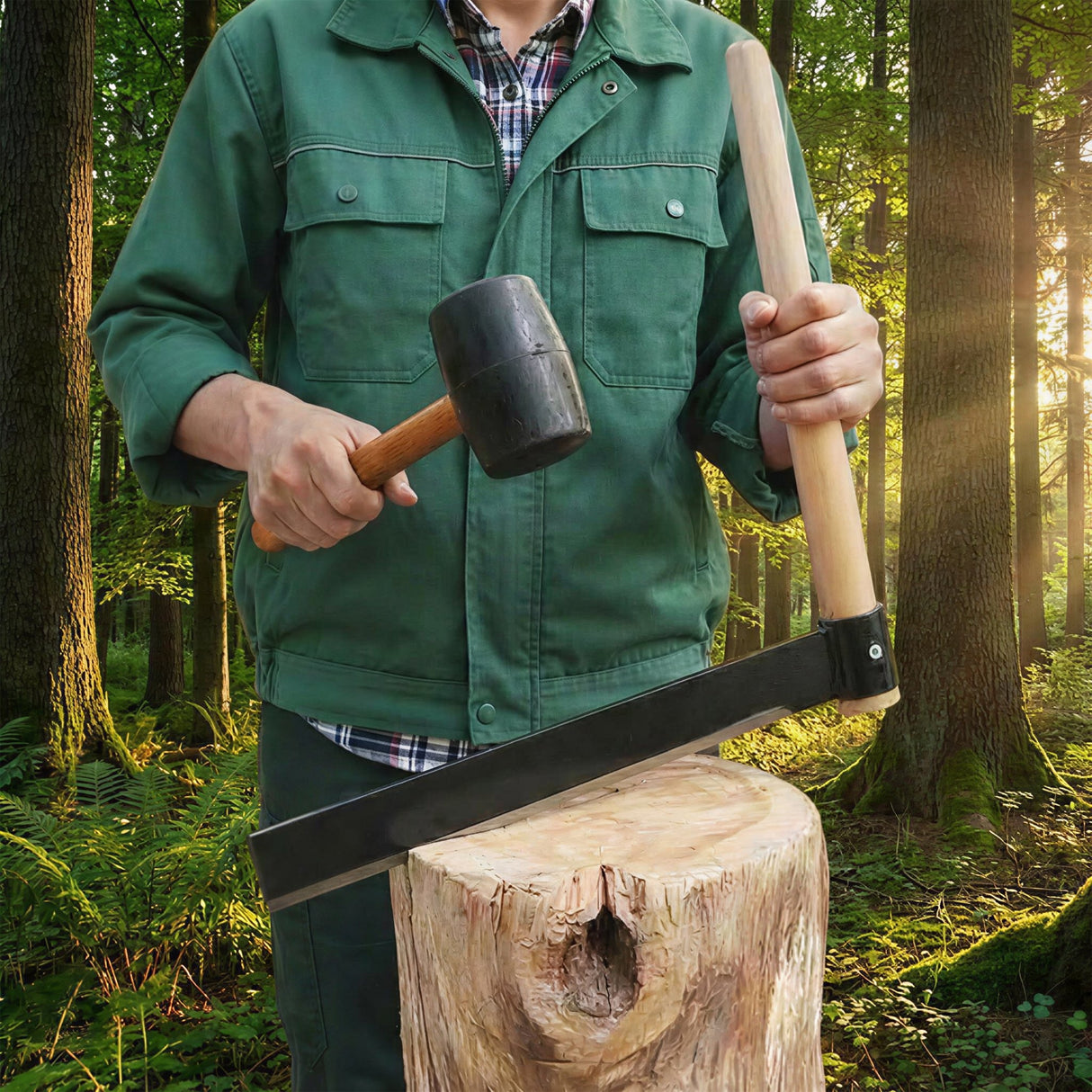 2PACK Heavy Duty Shingle Froe with Wood Handle 15" Blade Shingle Froe Heavy Duty Wood Splitter & 2" Wide Black Steel Blade & Wooden Handle - Fab Heavy Parts