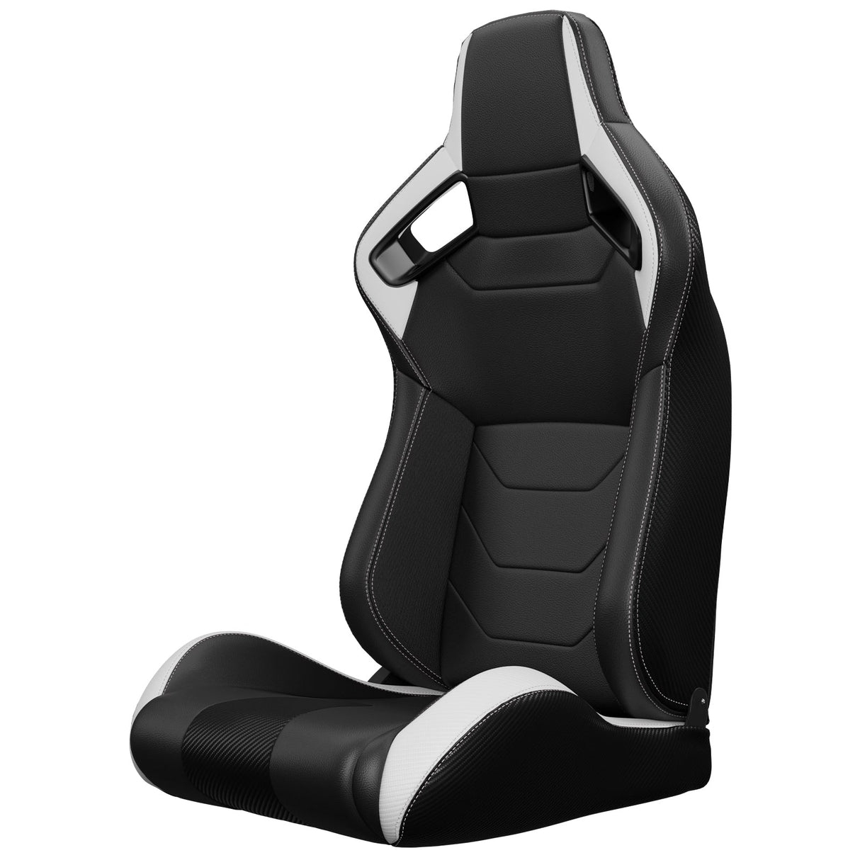 2PCS New Universal Bucket Racing Seats Black Stitch PVC Leather Reclinable Carbon Look Leather Back With Adjustor Slider(Not Including Seat Bracket) - Fab Heavy Parts