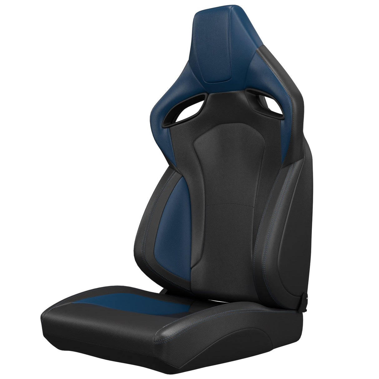 2PCS New Universal Bucket Racing Seats Blue Stitch PVC Leather Reclinable Carbon Look Leather Back With Adjustor Slider(Not Including Seat Bracket) - Fab Heavy Parts