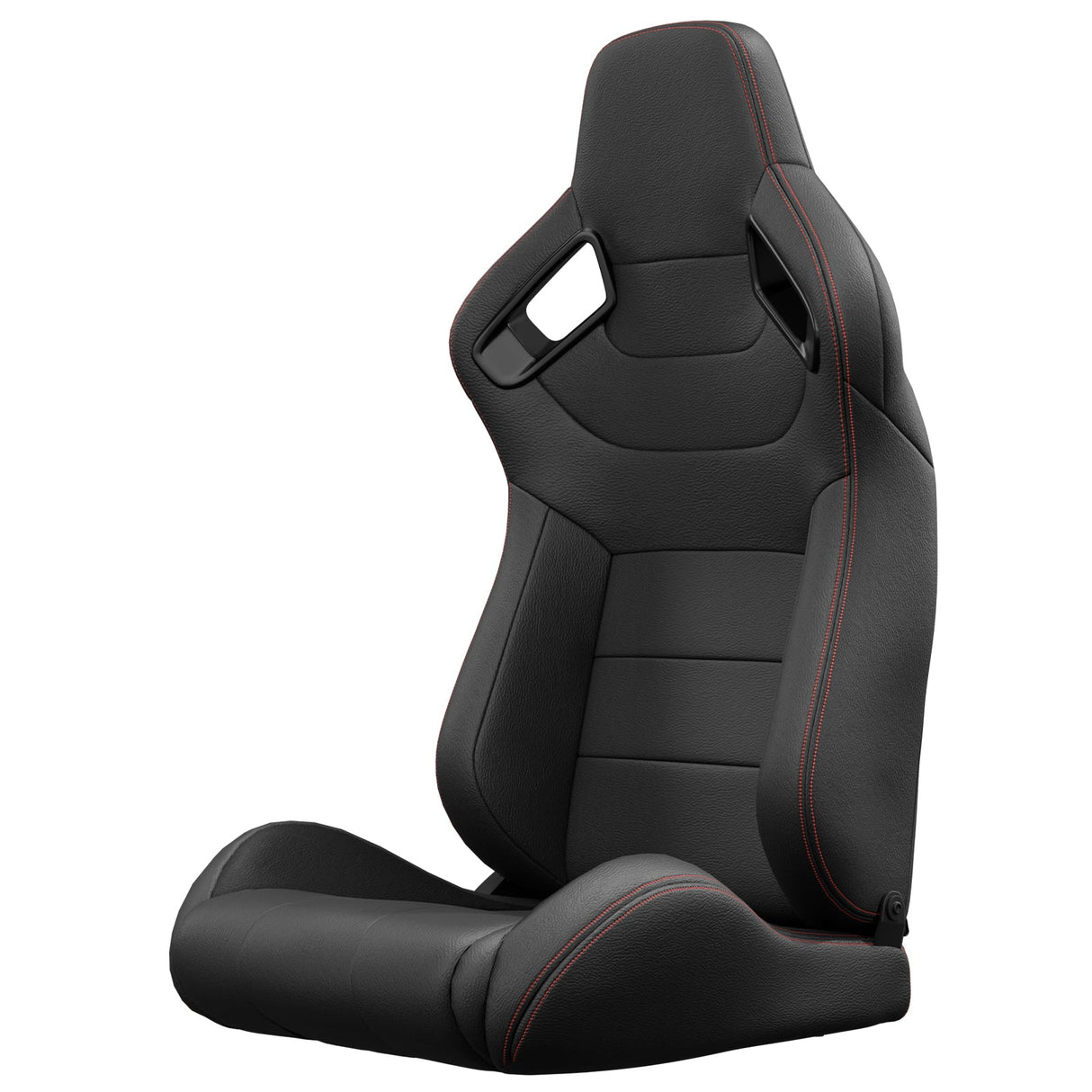 2PCS New Universal Bucket Racing Seats Red Stitch PVC Leather Reclinable Carbon Look Leather Back With Adjustor Slider(Not Including Seat Bracket) - Fab Heavy Parts