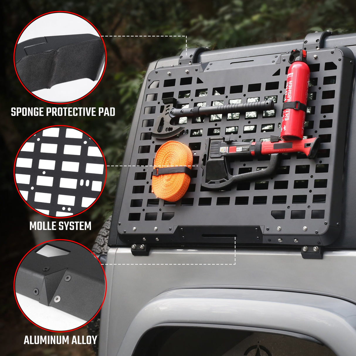 2PCS Rear Window Storage Panel Cargo Shelf Fits for Jeep Wrangler 2007 - 2018 JK 4 Doors Tactical Storage System Multifunctional Flank Kit - Fab Heavy Parts
