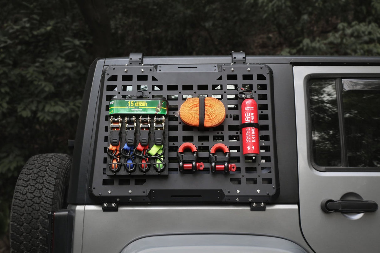 2PCS Rear Window Storage Panel Cargo Shelf Fits for Jeep Wrangler 2007 - 2018 JK 4 Doors Tactical Storage System Multifunctional Flank Kit - Fab Heavy Parts