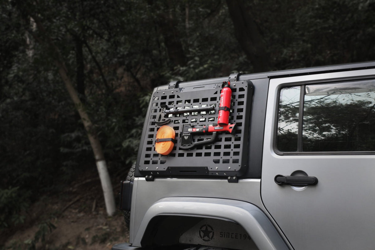 2PCS Rear Window Storage Panel Cargo Shelf Fits for Jeep Wrangler 2007 - 2018 JK 4 Doors Tactical Storage System Multifunctional Flank Kit - Fab Heavy Parts