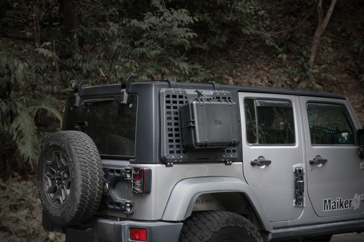 2PCS Rear Window Storage Panel Cargo Shelf Fits for Jeep Wrangler 2007 - 2018 JK 4 Doors Tactical Storage System Multifunctional Flank Kit - Fab Heavy Parts