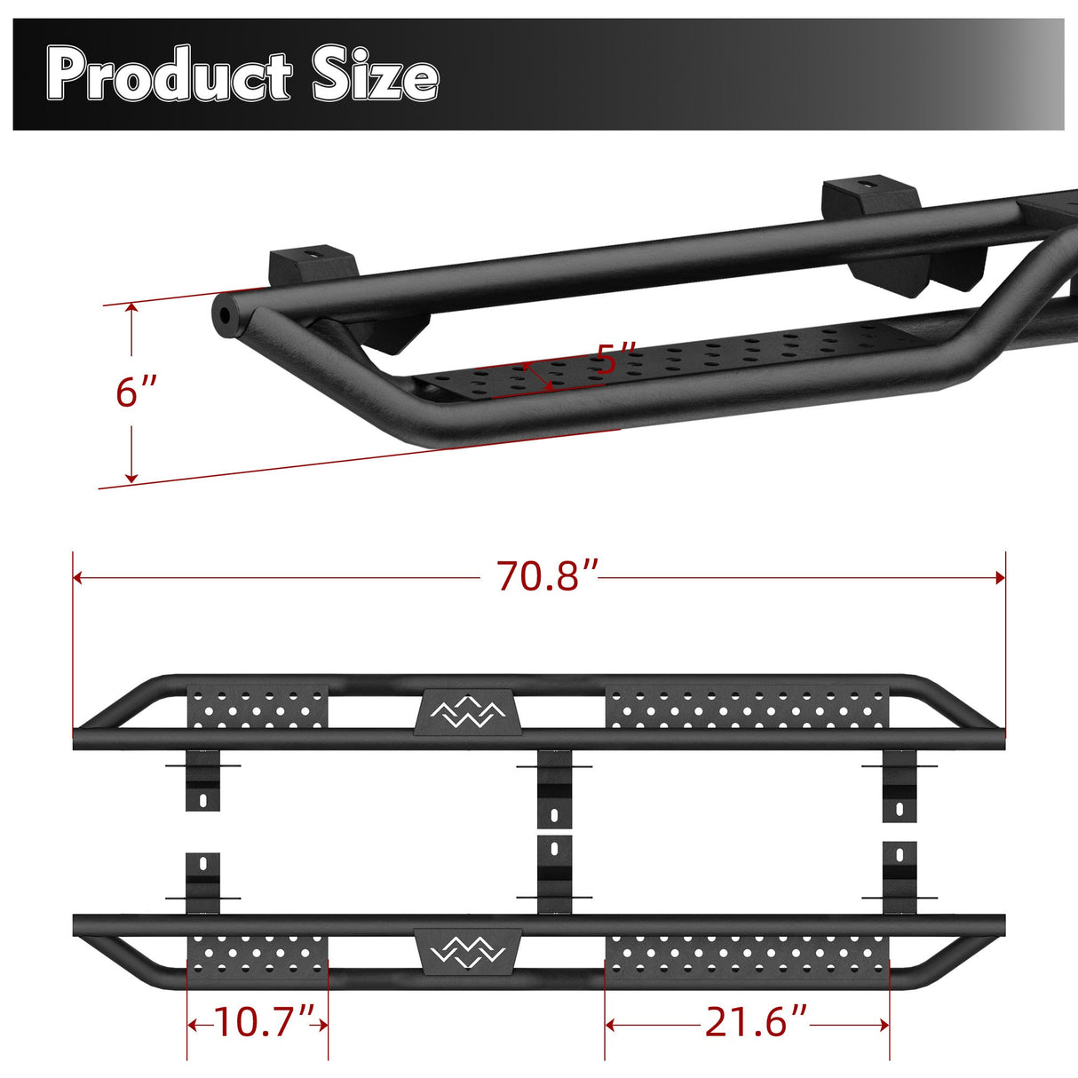 2PCS Running Boards Nerf Bars Side Steps For 2018 - 2025 Jeep Wrangler JL 4 Door - Fab Heavy Parts