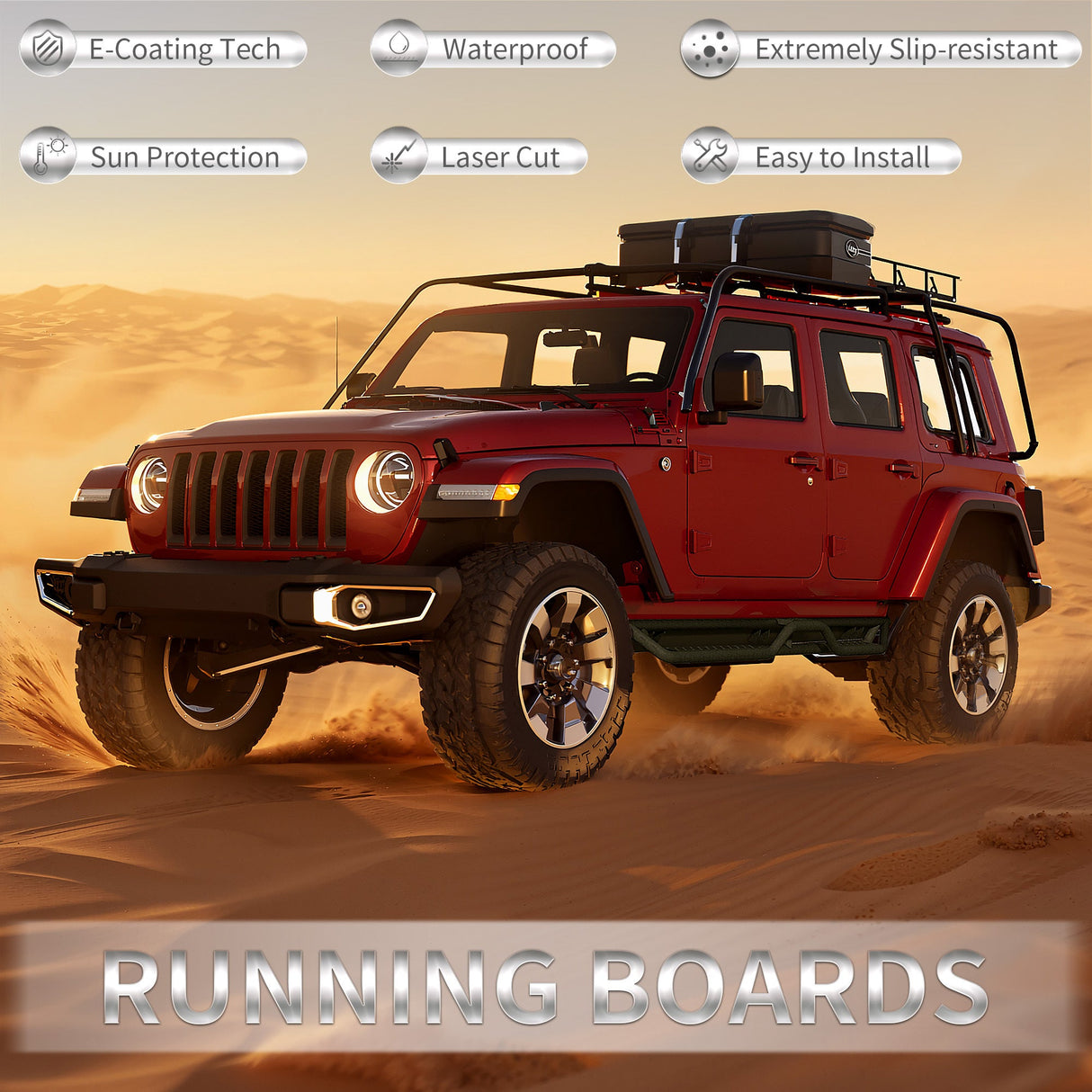 2PCS Running Boards Nerf Bars Side Steps For 2018 - 2025 Jeep Wrangler JL 4 Door - Fab Heavy Parts