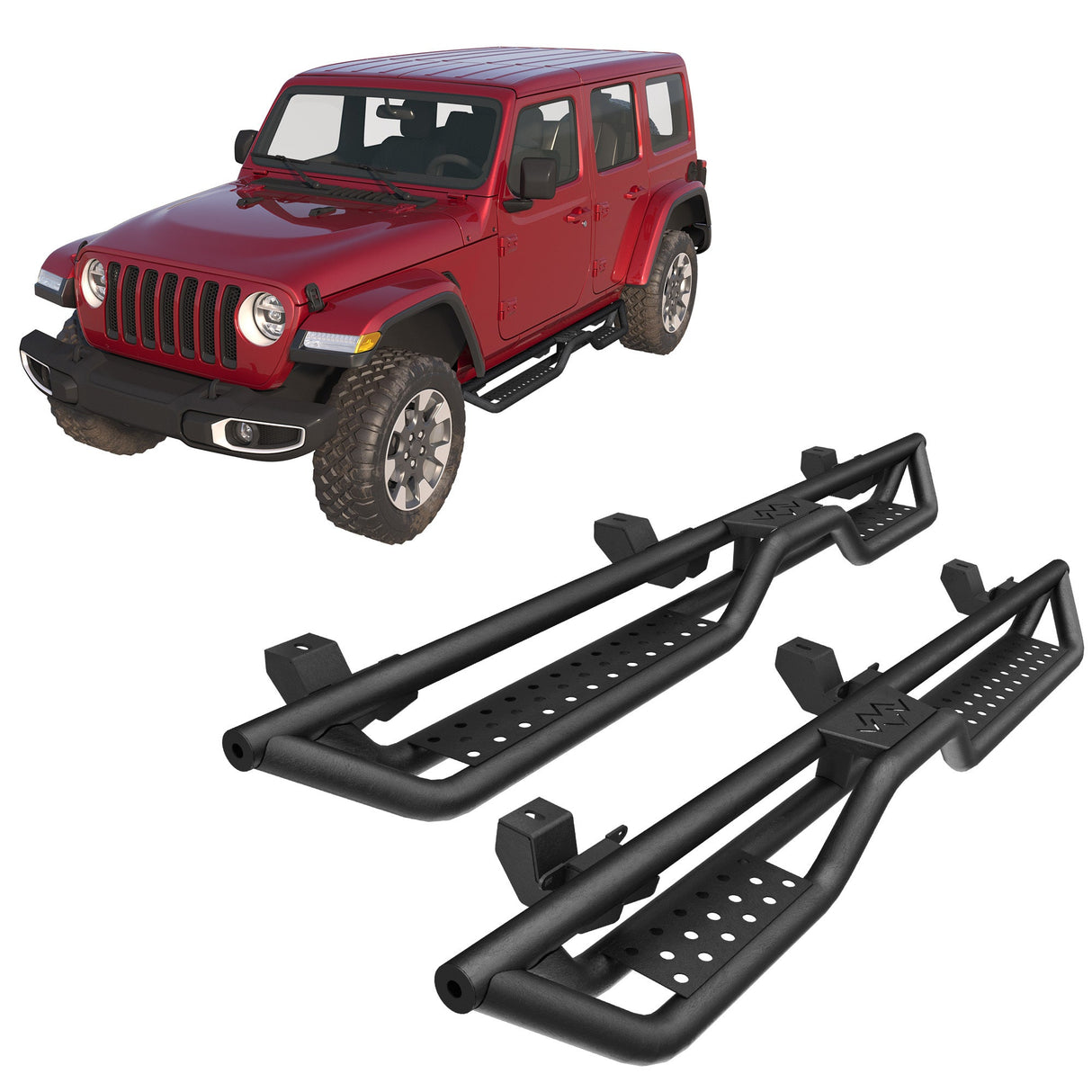 2PCS Running Boards Nerf Bars Side Steps For 2018 - 2025 Jeep Wrangler JL 4 Door - Fab Heavy Parts