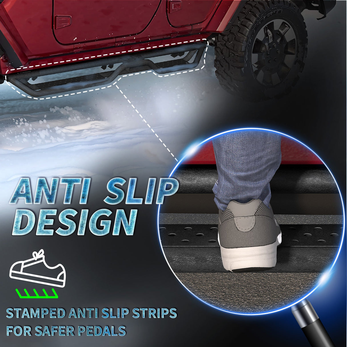 2PCS Running Boards Nerf Bars Side Steps For 2018 - 2025 Jeep Wrangler JL 4 Door - Fab Heavy Parts