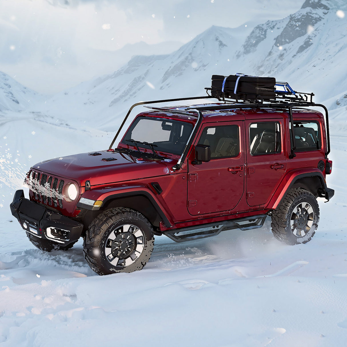 2PCS Running Boards Nerf Bars Side Steps For 2018 - 2025 Jeep Wrangler JL 4 Door - Fab Heavy Parts