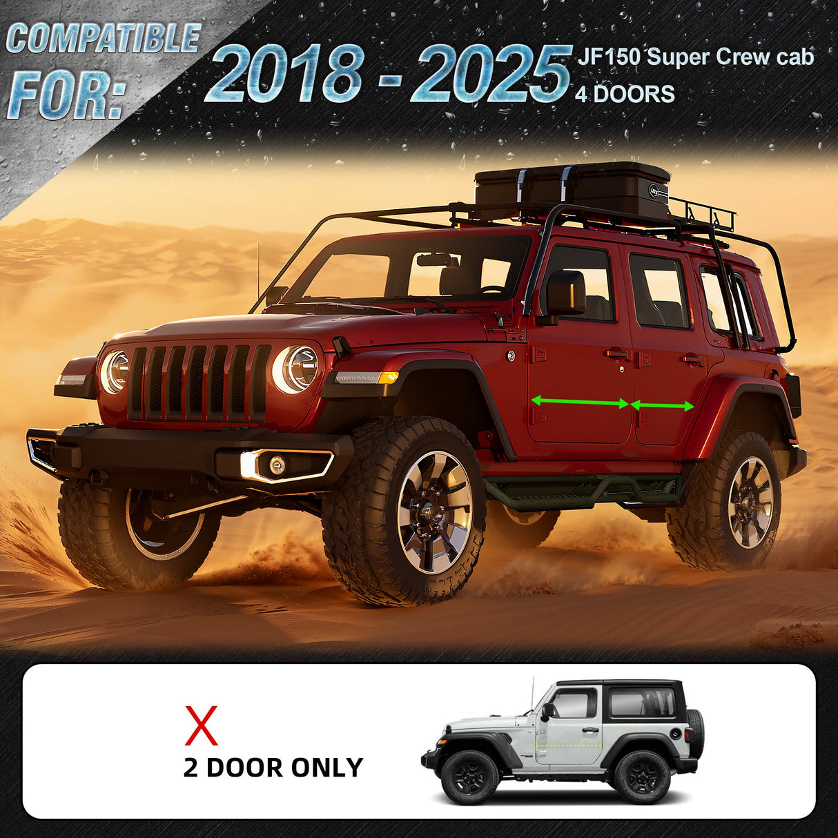 2PCS Running Boards Nerf Bars Side Steps For 2018 - 2025 Jeep Wrangler JL 4 Door - Fab Heavy Parts