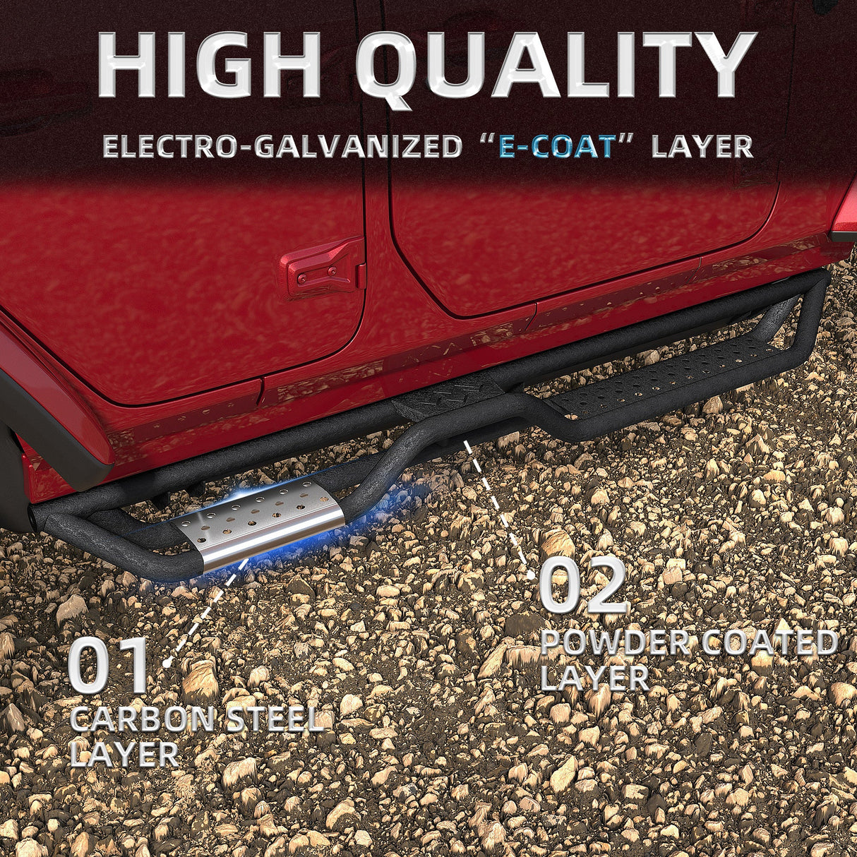 2PCS Running Boards Nerf Bars Side Steps For 2018 - 2025 Jeep Wrangler JL 4 Door - Fab Heavy Parts