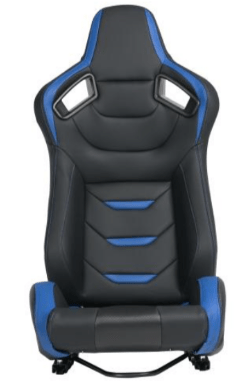 2PCS Universal Bucket Racing Seats Blue Stitch Blue PVC Leather Reclinable Carbon Look Leather Back With Adjustor Slider(Not Including Seat Bracket) - Fab Heavy Parts