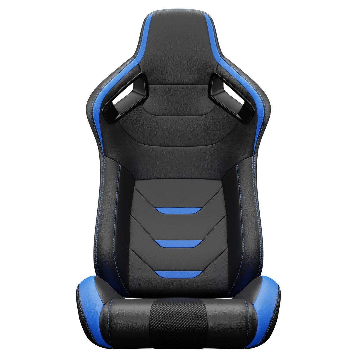 2PCS Universal Bucket Racing Seats Blue Stitch Blue PVC Leather Reclinable Carbon Look Leather Back With Adjustor Slider(Not Including Seat Bracket) - Fab Heavy Parts