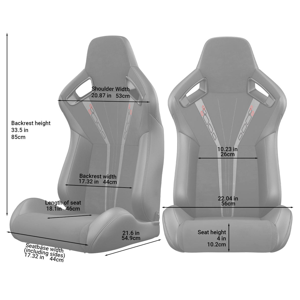2PCS Universal Bucket Racing Seats PVC Leather Reclinable Carbon Look Leather Back With Adjustor Slider(Not Including Seat Bracket) - Fab Heavy Parts