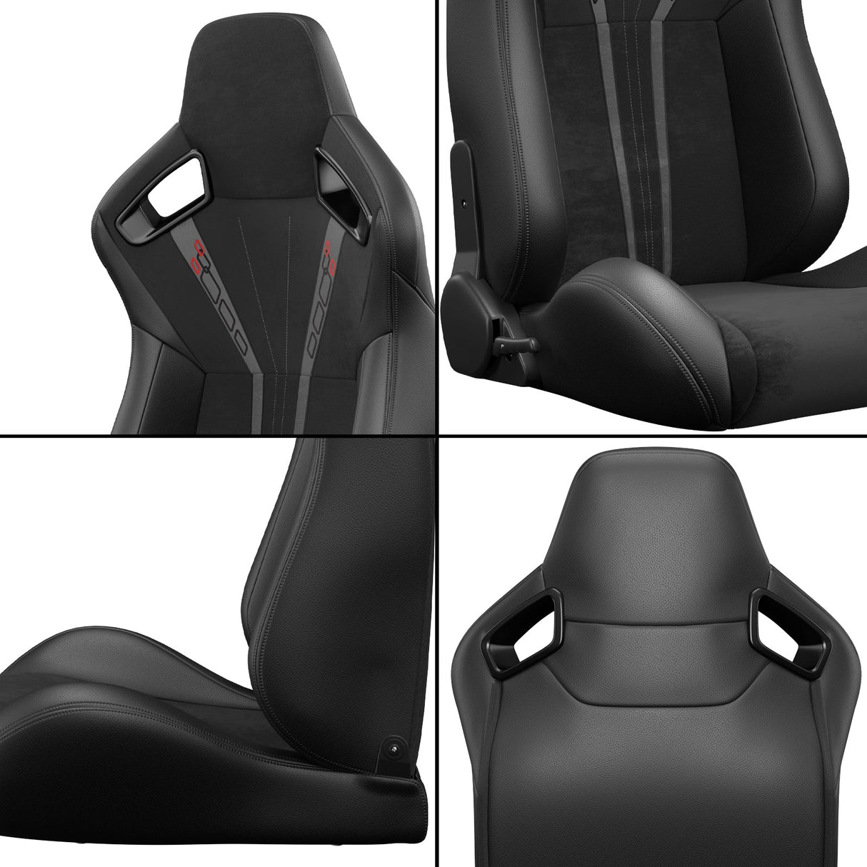2PCS Universal Bucket Racing Seats PVC Leather Reclinable Carbon Look Leather Back With Adjustor Slider(Not Including Seat Bracket) - Fab Heavy Parts