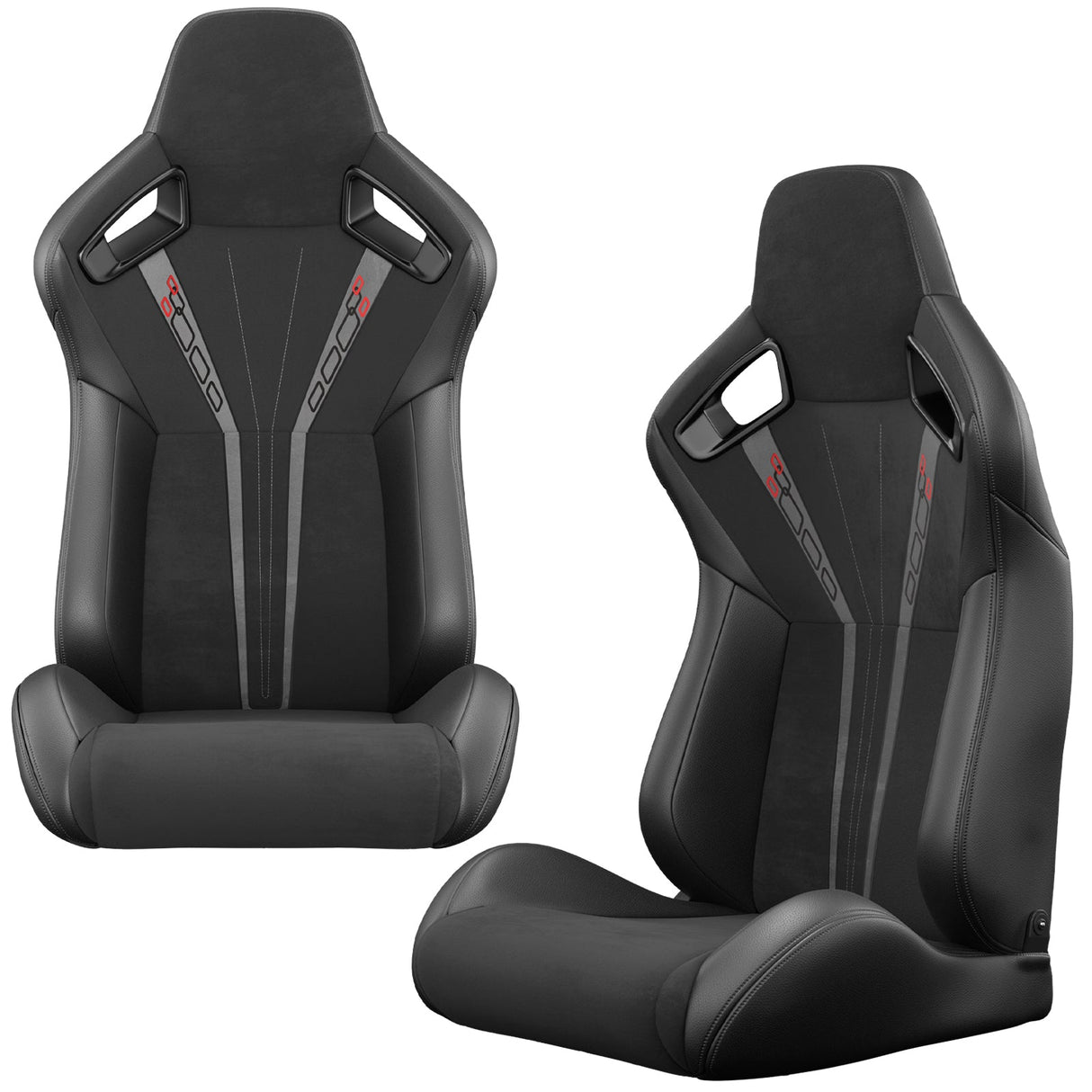 2PCS Universal Bucket Racing Seats PVC Leather Reclinable Carbon Look Leather Back With Adjustor Slider(Not Including Seat Bracket) - Fab Heavy Parts