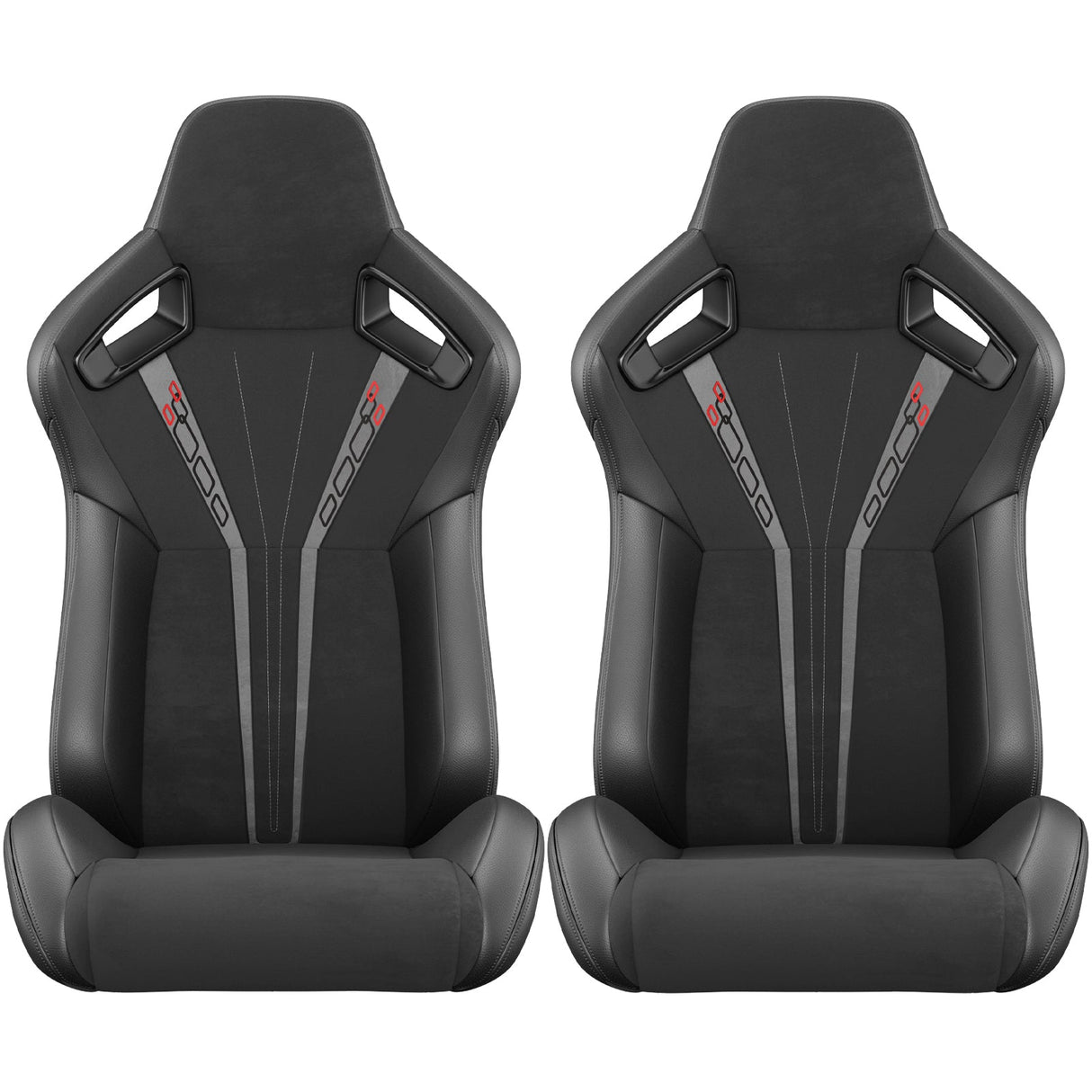 2PCS Universal Bucket Racing Seats PVC Leather Reclinable Carbon Look Leather Back With Adjustor Slider(Not Including Seat Bracket) - Fab Heavy Parts