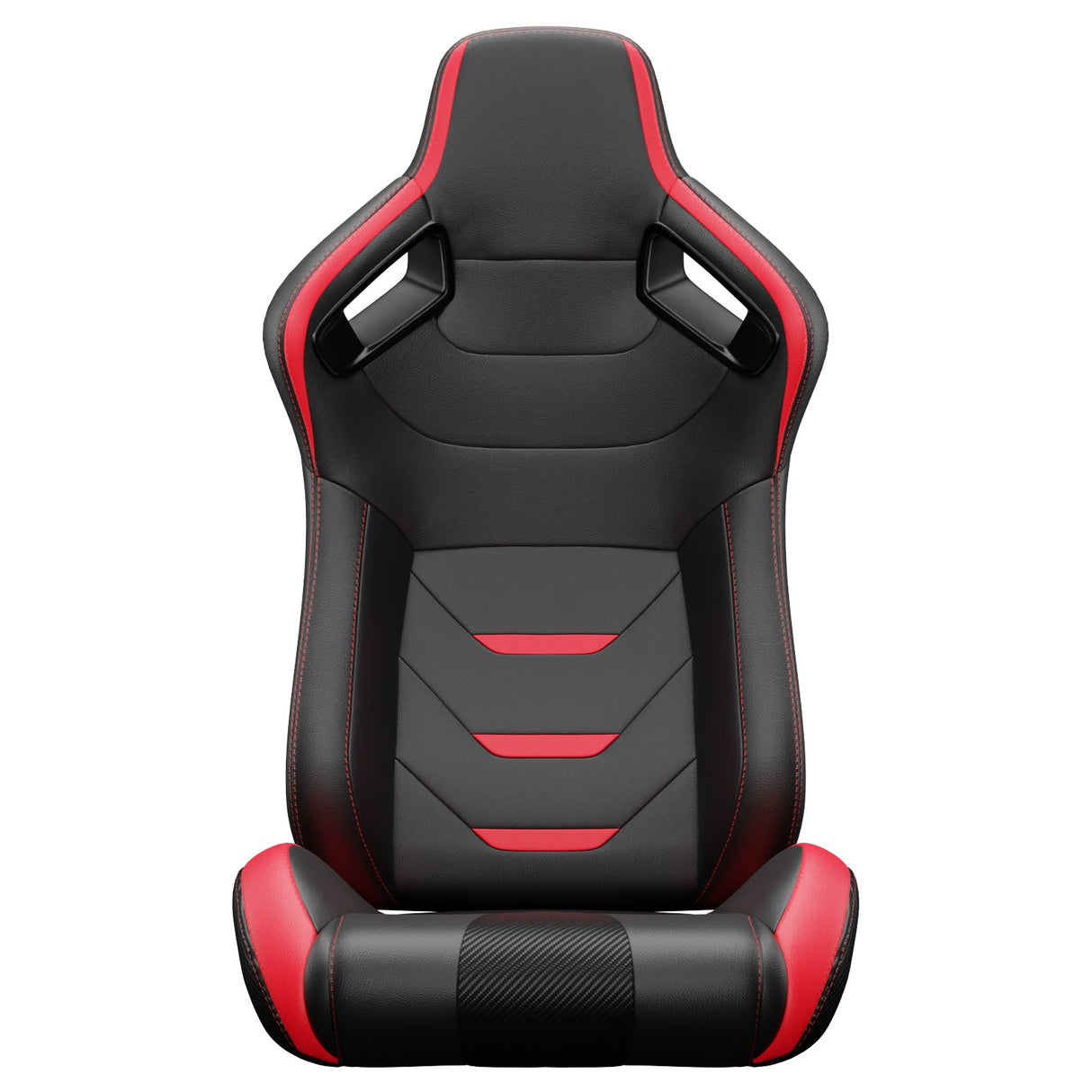 2PCS Universal Bucket Racing Seats Red Stitch Red PVC Leather Reclinable Carbon Look Leather Back With Adjustor Slider(Not Including Seat Bracket) - Fab Heavy Parts